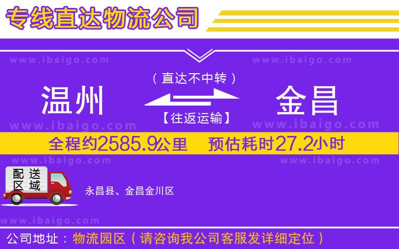 溫州到金昌物流