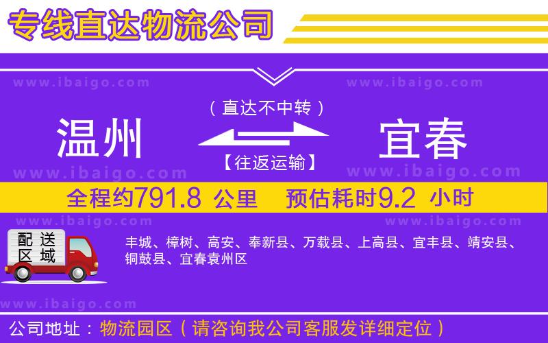 溫州到宜春物流專線