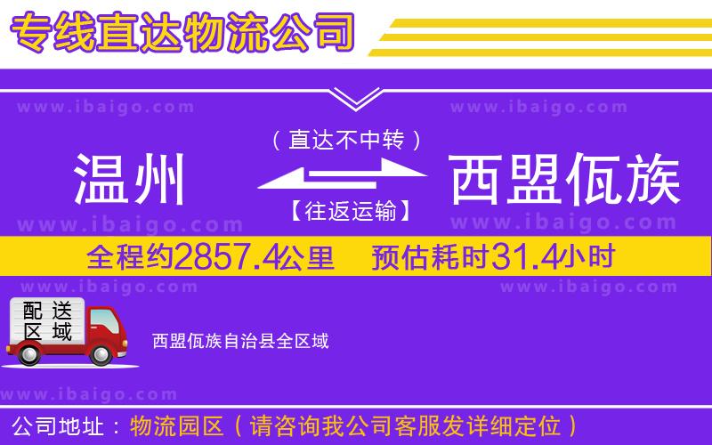 溫州到西盟佤族自治縣物流專線