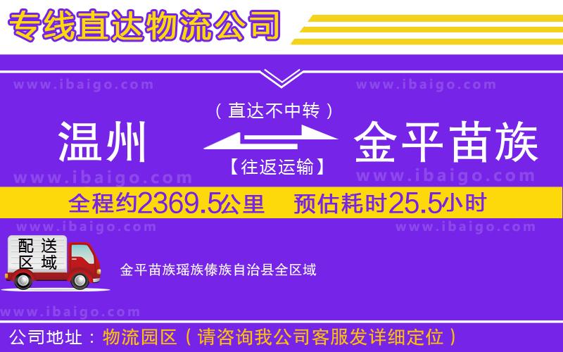 溫州到金平苗族瑤族傣族自治縣貨運(yùn)專(zhuān)線