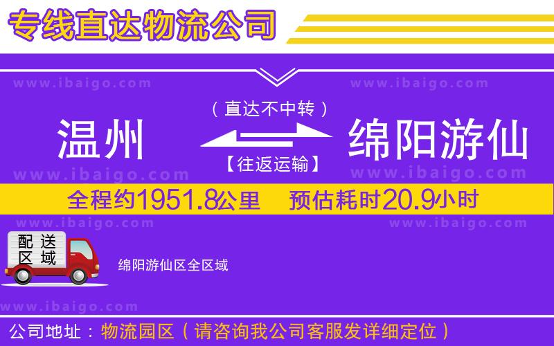 溫州到綿陽(yáng)游仙區(qū)物流